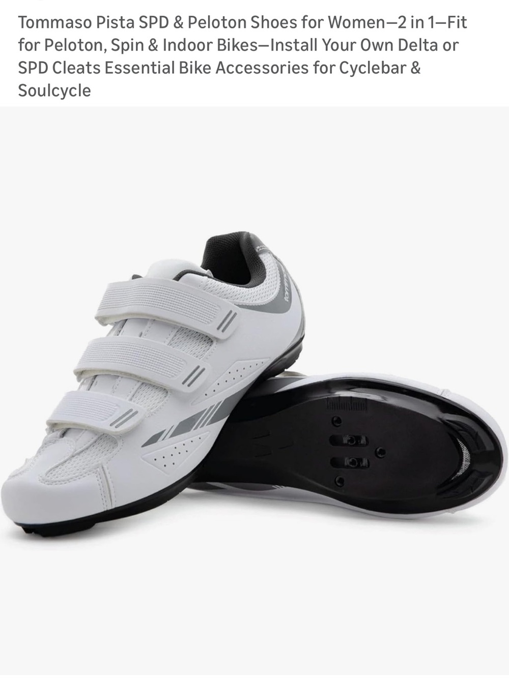 Tommaso Women's White & Gray Road Cycling Shoes with Triple Straps